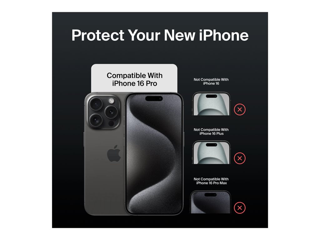 Belkin ScreenForce InvisiGlass - Screen protector for cellular phone - treated - glass - with privacy filter - 4-way - for Apple OVA169FQ